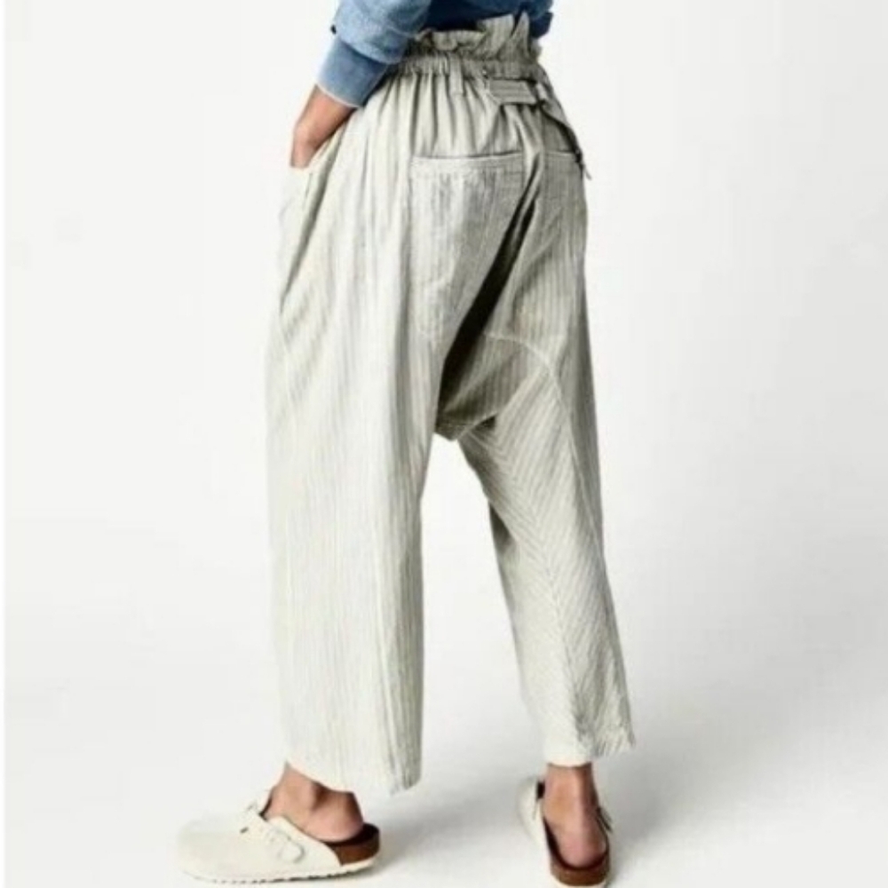 Free People Runyon Oversized Stripe Trousers Grey Blue Small - Picture 2 of 11